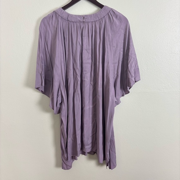 NWT Universal Standard Short Sleeve Shirred Neck Blouse Elderberry Womens Sz 3XL - Picture 3 of 8